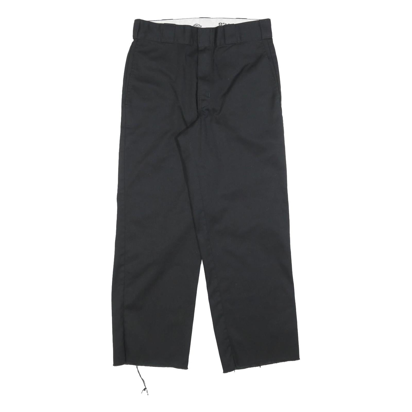 DICKIES Mens Cotton Blend Black Relaxed Straight Trousers W30 L27 Workwear Zip