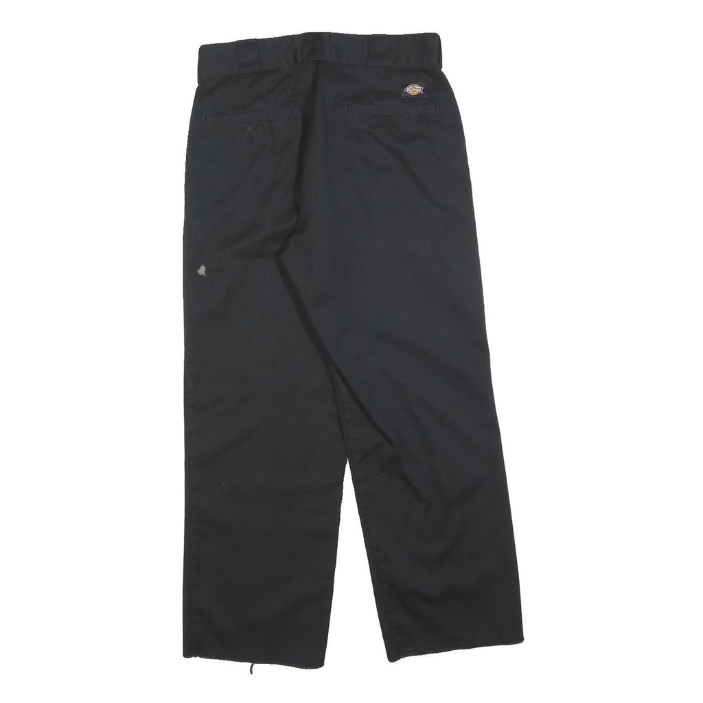 DICKIES Mens Cotton Blend Black Relaxed Straight Trousers W30 L27 Workwear Zip