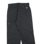 DICKIES Mens Cotton Blend Black Relaxed Straight Trousers W30 L27 Workwear Zip