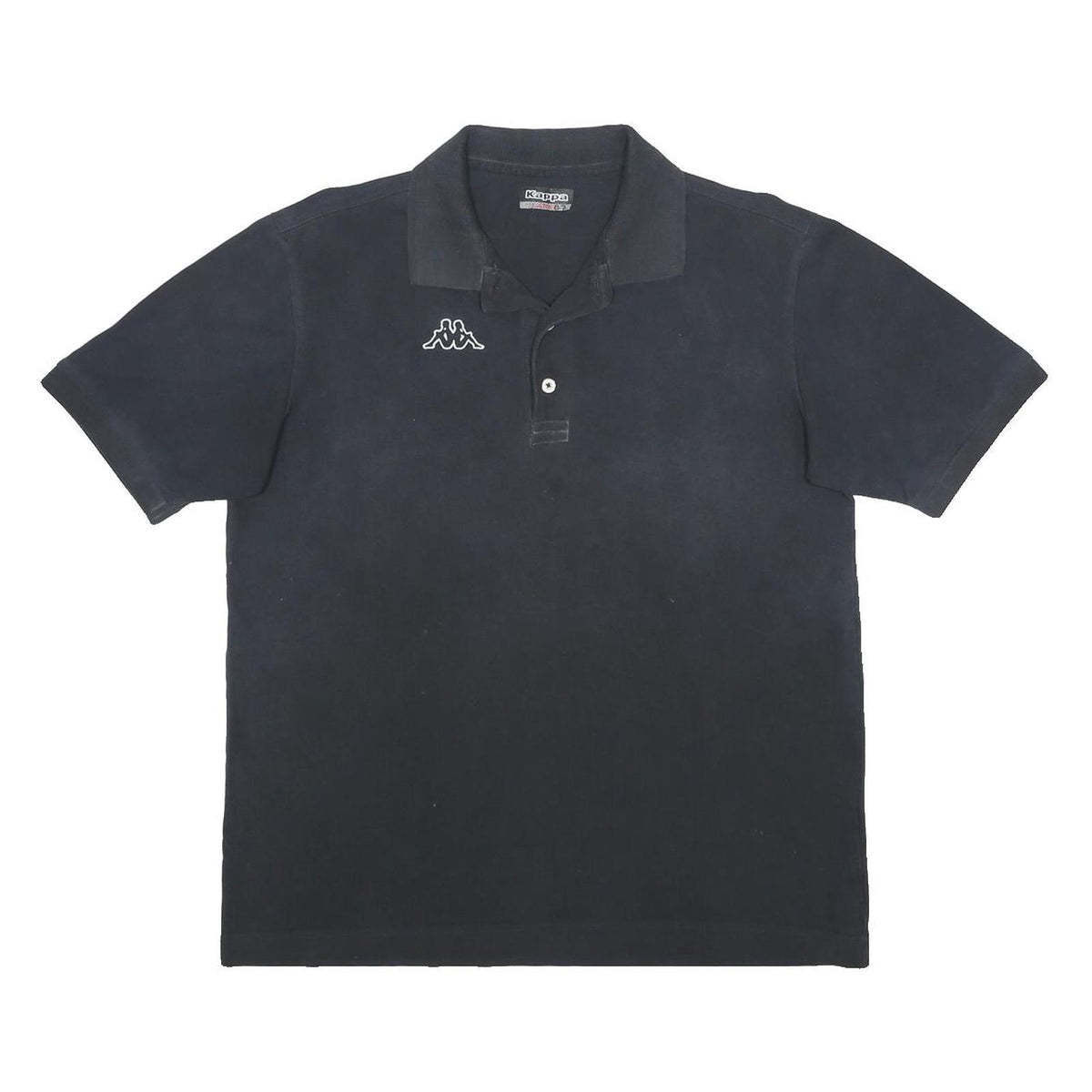 KAPPA Mens Black Cotton Short Sleeve Logo Polo Shirt L Casual Sportswear