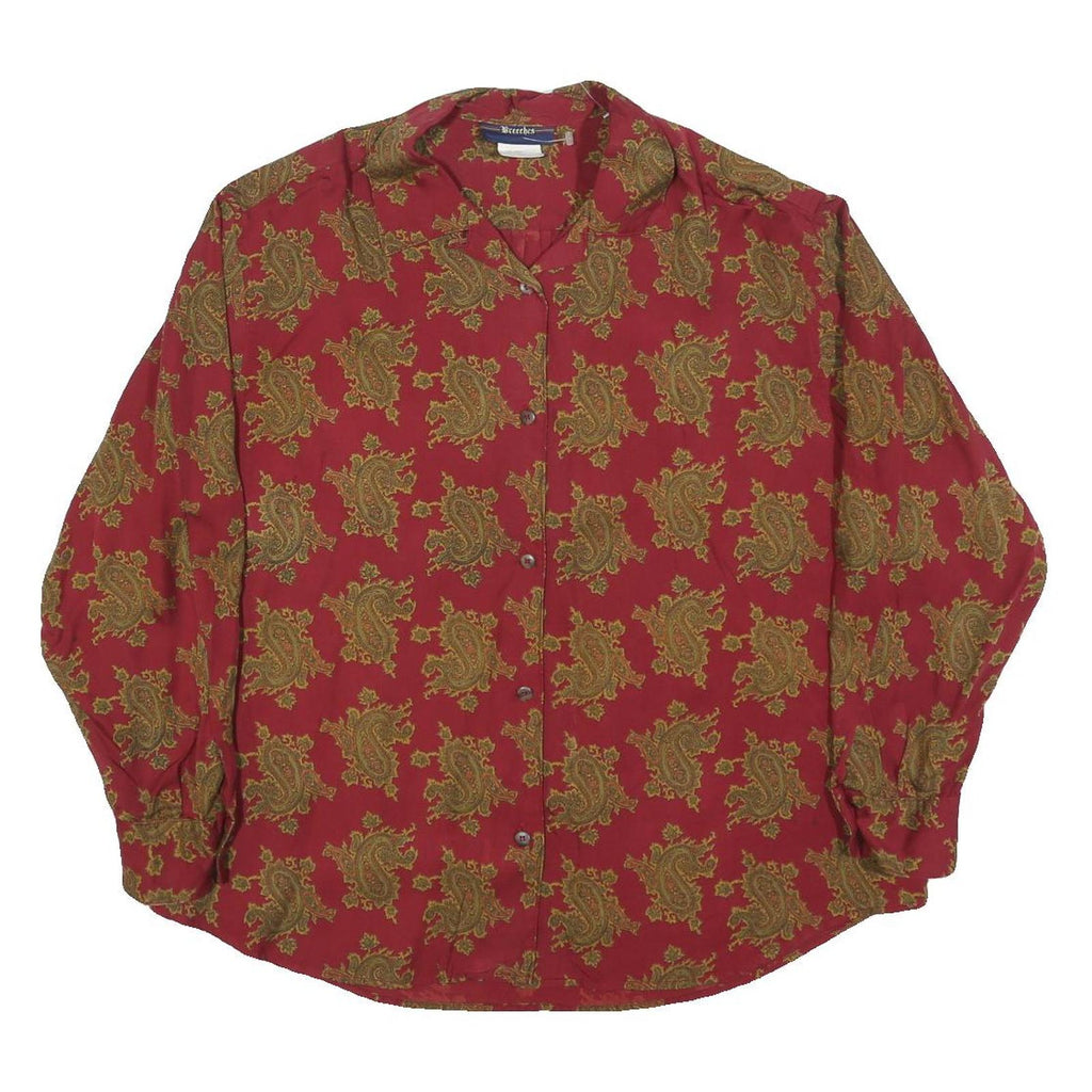 BREECHES Womens Red Patterned Rayon Shirt M Stylish Button Up