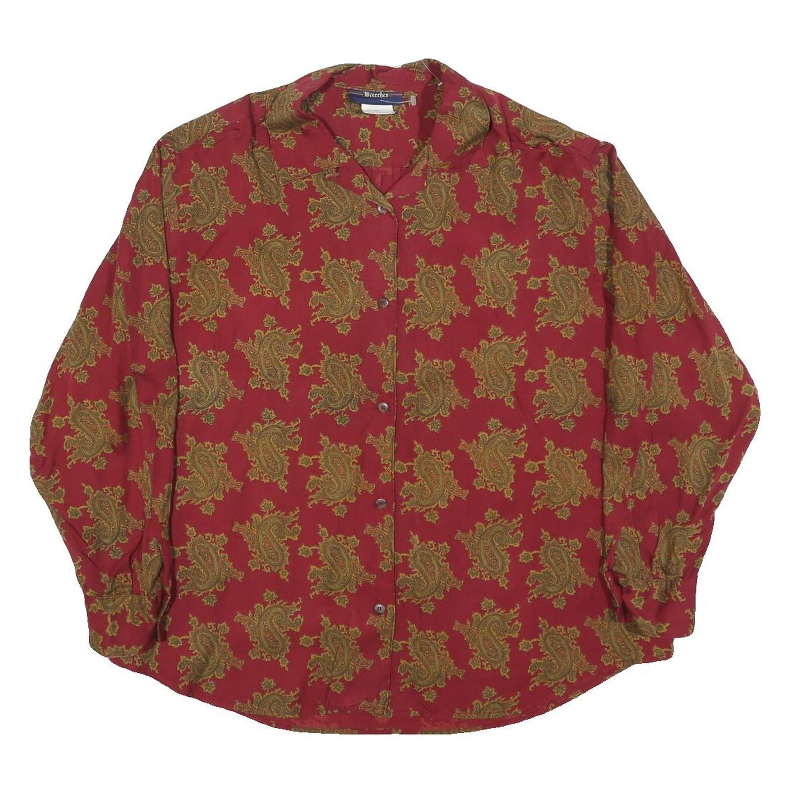 BREECHES Womens Red Patterned Rayon Shirt M Stylish Button Up