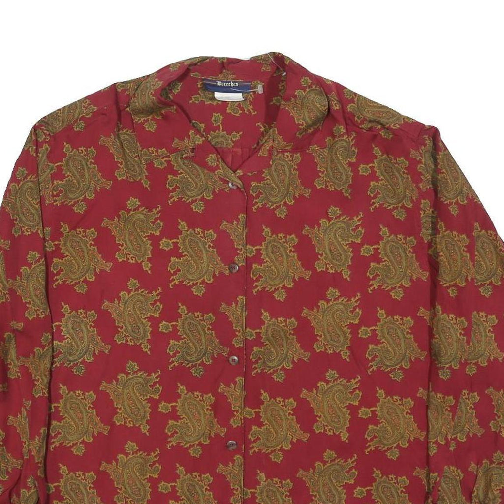 BREECHES Womens Red Patterned Rayon Shirt M Stylish Button Up