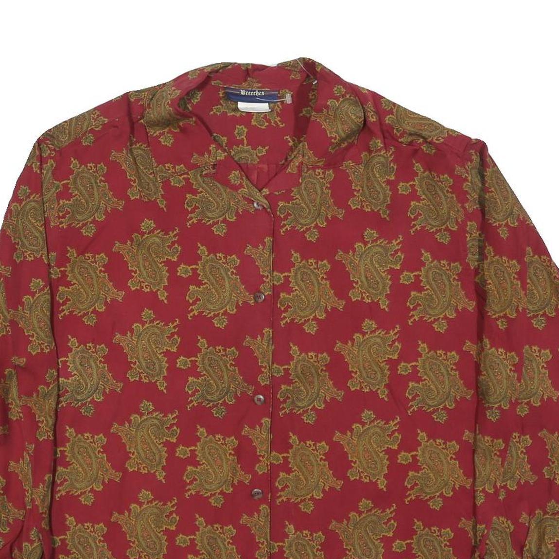 BREECHES Womens Red Patterned Rayon Shirt M Stylish Button Up