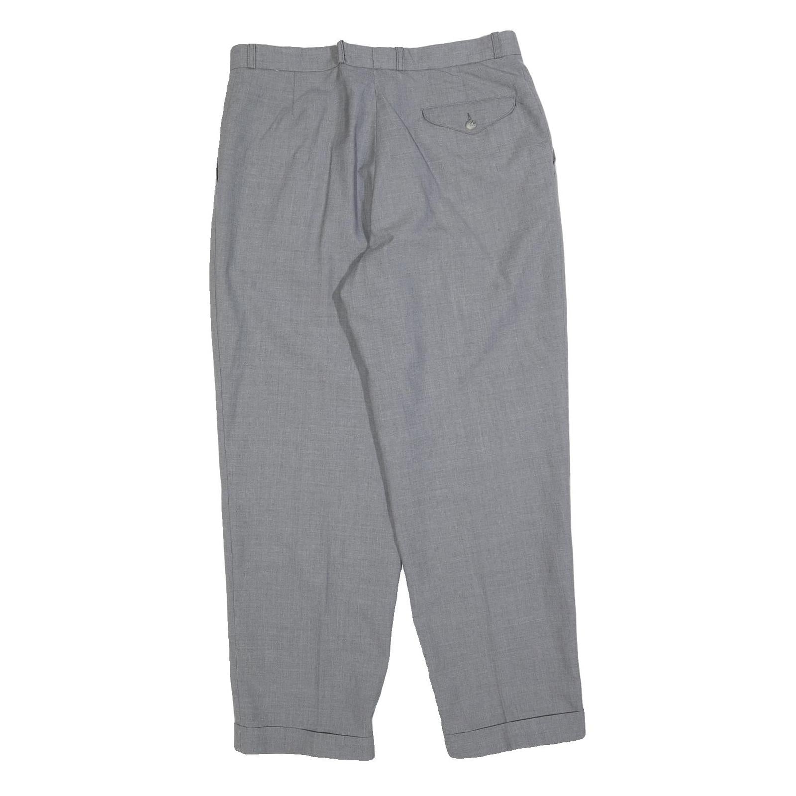 SPENGLER Mens Grey Regular Tapered Trousers W32 L28 Smart Casual Zip