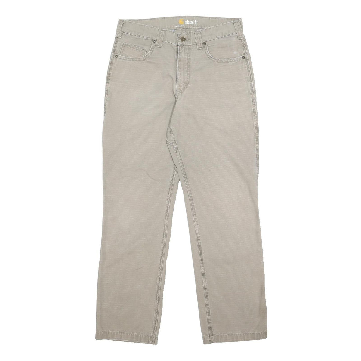 CARHARTT Mens Cotton Beige Relaxed Fit Straight Leg Trousers W32 L32 Casual