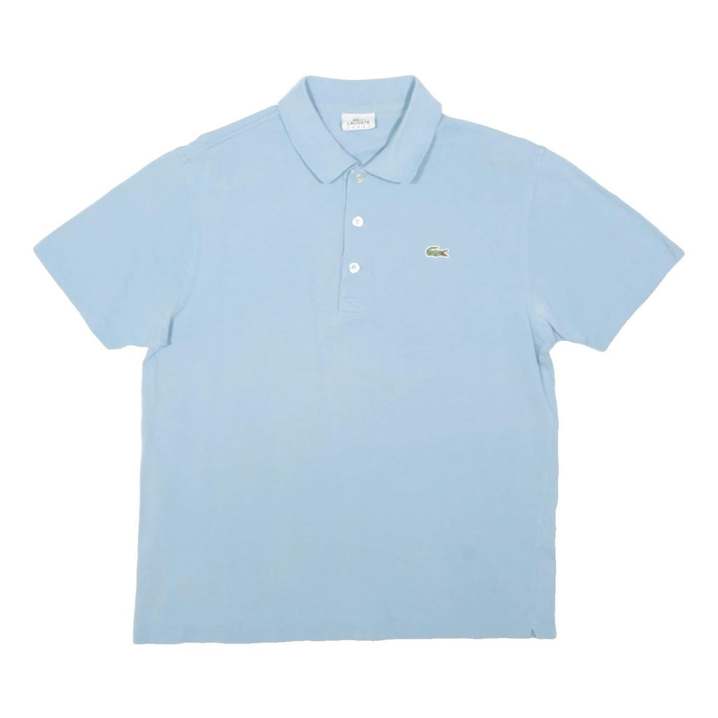 LACOSTE Mens Blue Short Sleeve Plain Cotton Blend Polo Shirt M Classic Fit