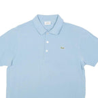 LACOSTE Mens Blue Short Sleeve Plain Cotton Blend Polo Shirt M Classic Fit