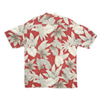 PIERRE CARDIN Mens Red & Cream Floral Rayon Shirt M Summer Casual Vacation Style