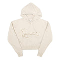 KARL KANI Womens Cream Hoodie M Cotton Blend Drawstring Pullover Sweatshirt