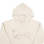KARL KANI Womens Cream Hoodie M Cotton Blend Drawstring Pullover Sweatshirt