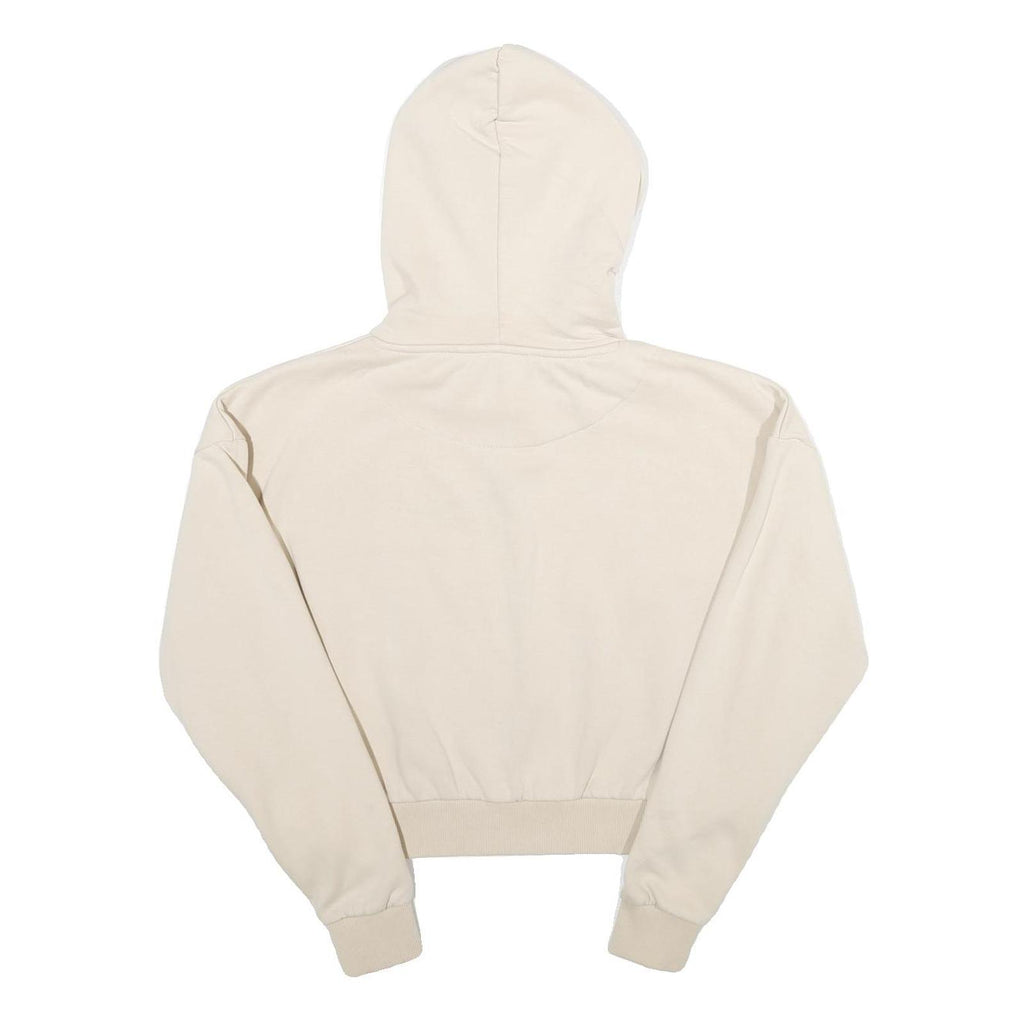 KARL KANI Womens Cream Hoodie M Cotton Blend Drawstring Pullover Sweatshirt