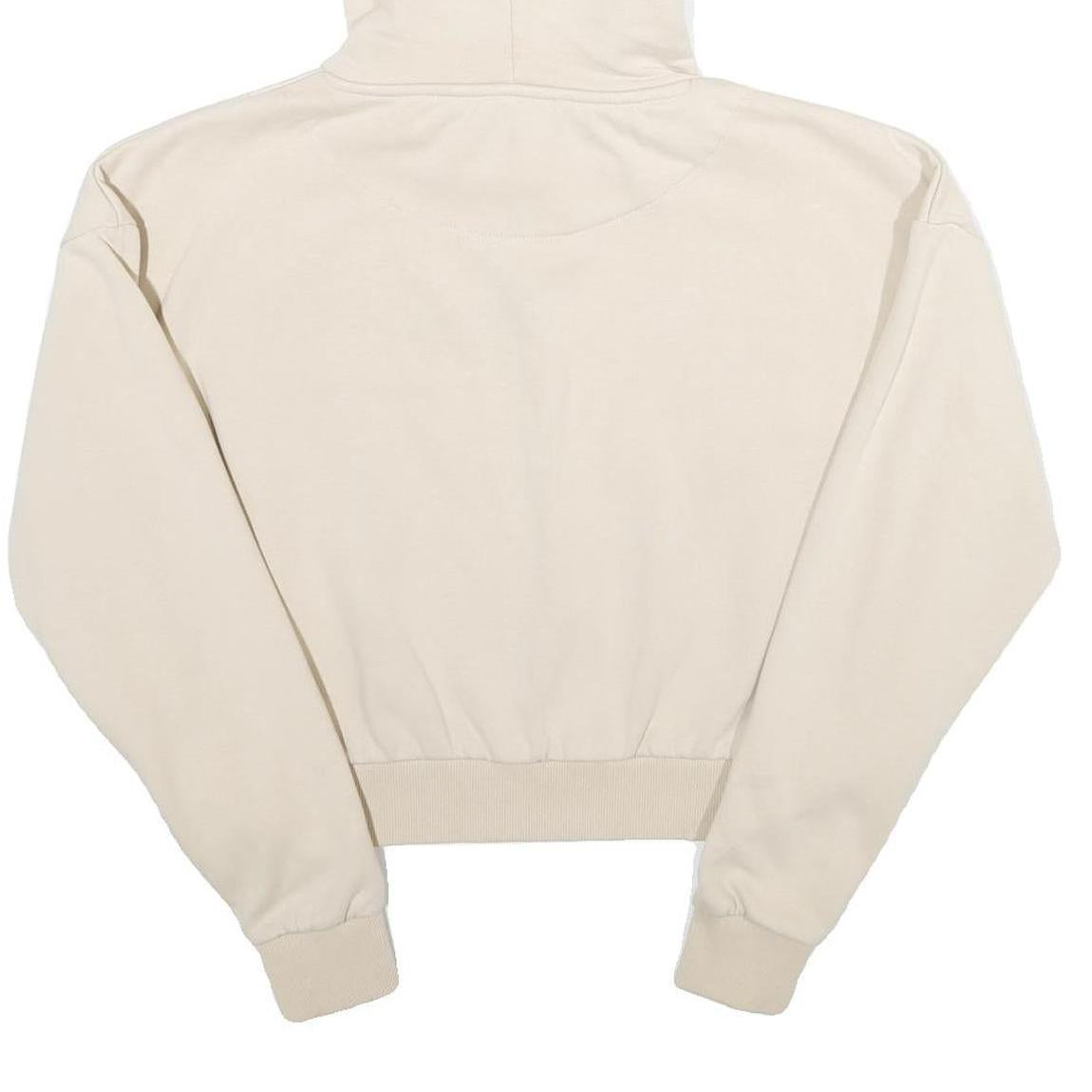 KARL KANI Womens Cream Hoodie M Cotton Blend Drawstring Pullover Sweatshirt