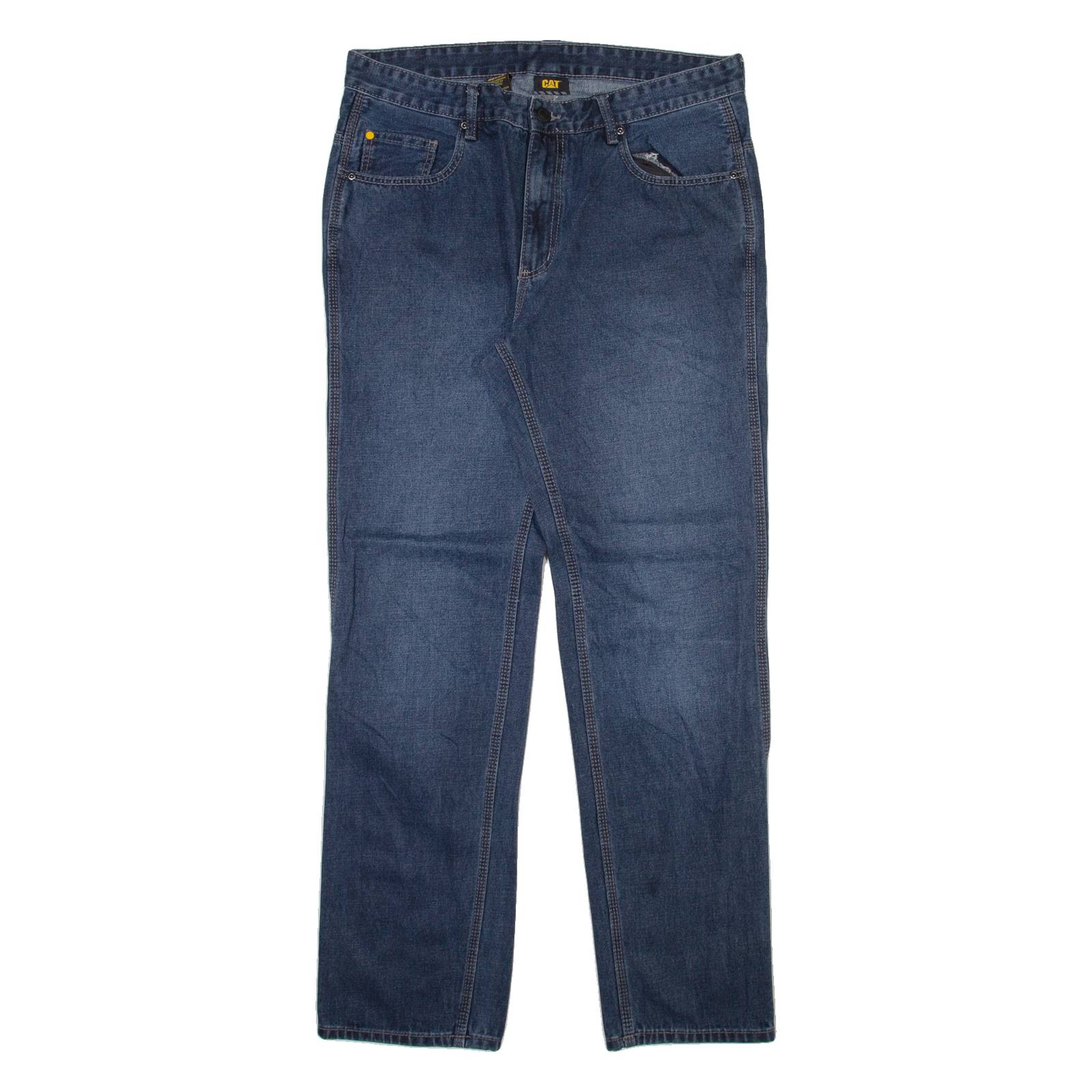 CAT Mens Trousers Blue Regular Straight W36 L34