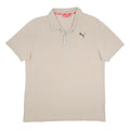 PUMA Mens Beige Short Sleeve Plain Polo Shirt L Cotton Blend Casual