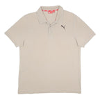 PUMA Mens Beige Short Sleeve Plain Polo Shirt L Cotton Blend Casual