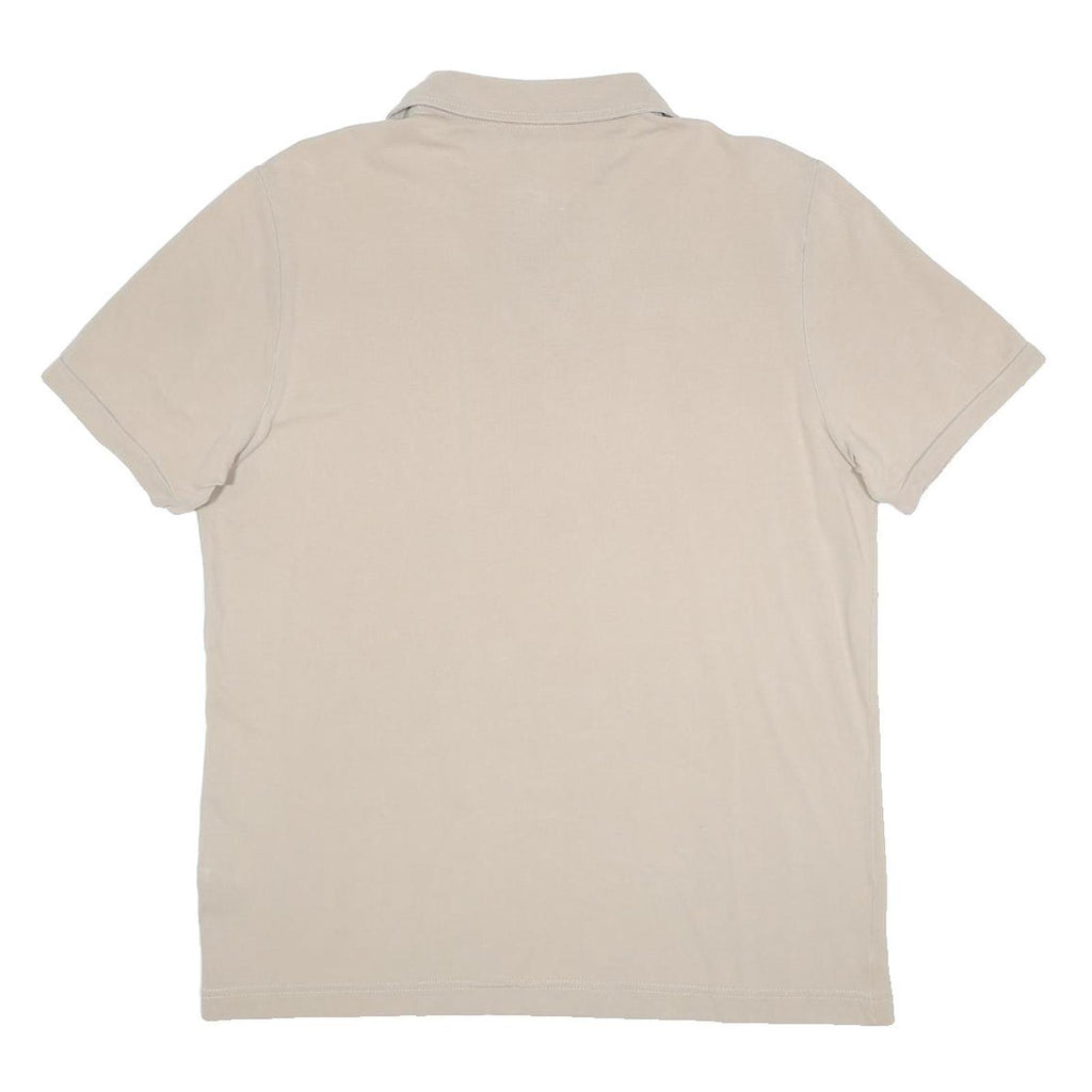 PUMA Mens Beige Short Sleeve Plain Polo Shirt L Cotton Blend Casual