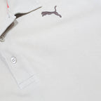 PUMA Mens Beige Short Sleeve Plain Polo Shirt L Cotton Blend Casual