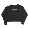 NIKE Womens Black Crew Neck M Logo Sweatshirt Cotton Blend Pullover