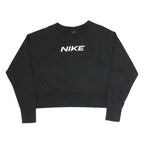 NIKE Womens Black Crew Neck M Logo Sweatshirt Cotton Blend Pullover