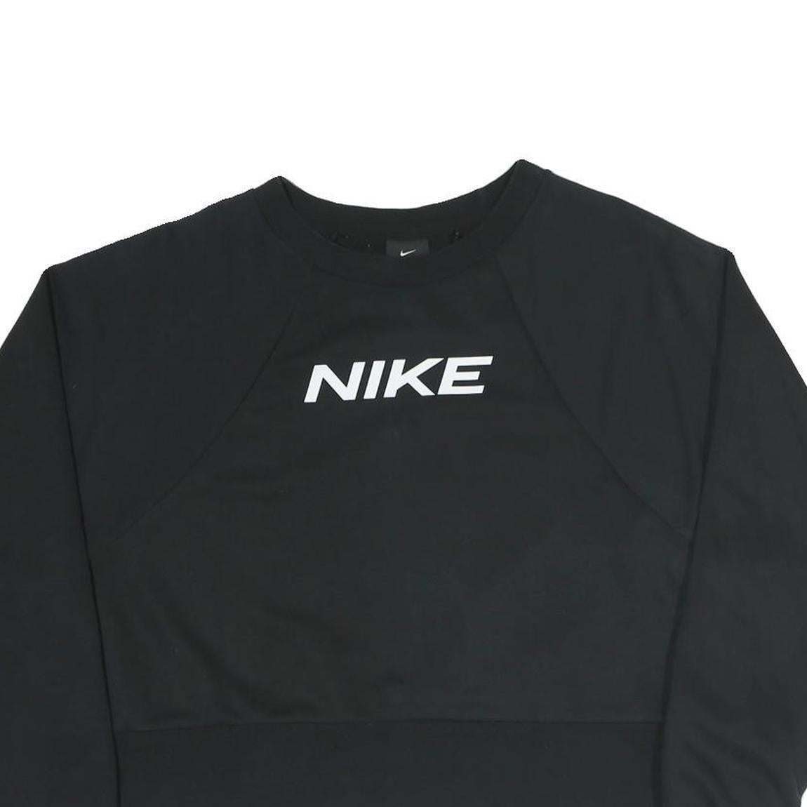 NIKE Womens Black Crew Neck M Logo Sweatshirt Cotton Blend Pullover