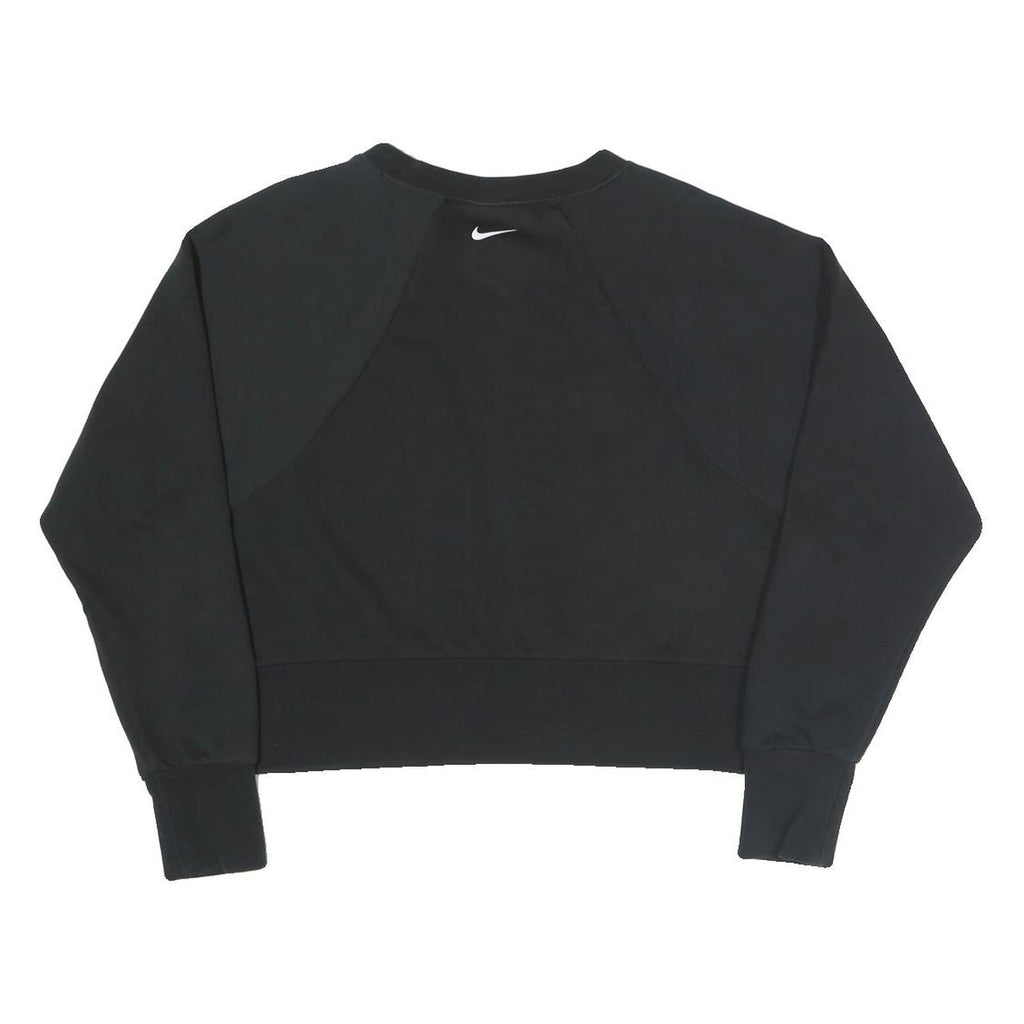 NIKE Womens Black Crew Neck M Logo Sweatshirt Cotton Blend Pullover