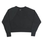 NIKE Womens Black Crew Neck M Logo Sweatshirt Cotton Blend Pullover