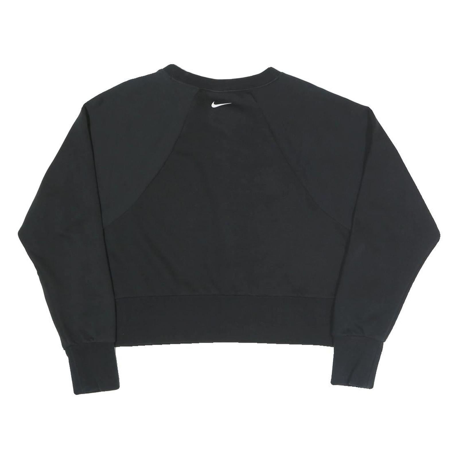 NIKE Womens Black Crew Neck M Logo Sweatshirt Cotton Blend Pullover