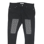 CALVIN KLEIN JEANS Womens Black Regular Cotton Blend Denim W36 L30 Floral Patch