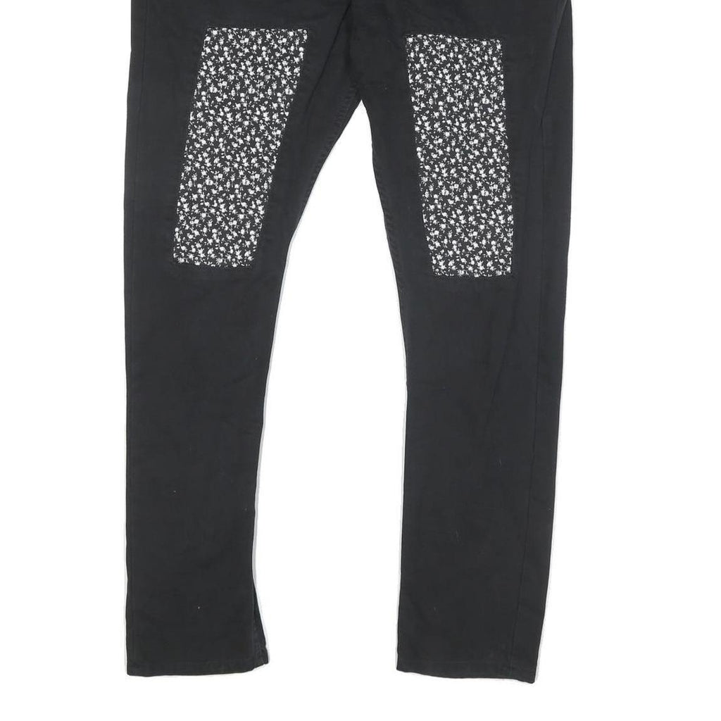 CALVIN KLEIN JEANS Womens Black Regular Cotton Blend Denim W36 L30 Floral Patch