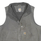 CARHARTT Mens Grey Brown Zip Up Cotton Blend Workwear Jacket L Fleece