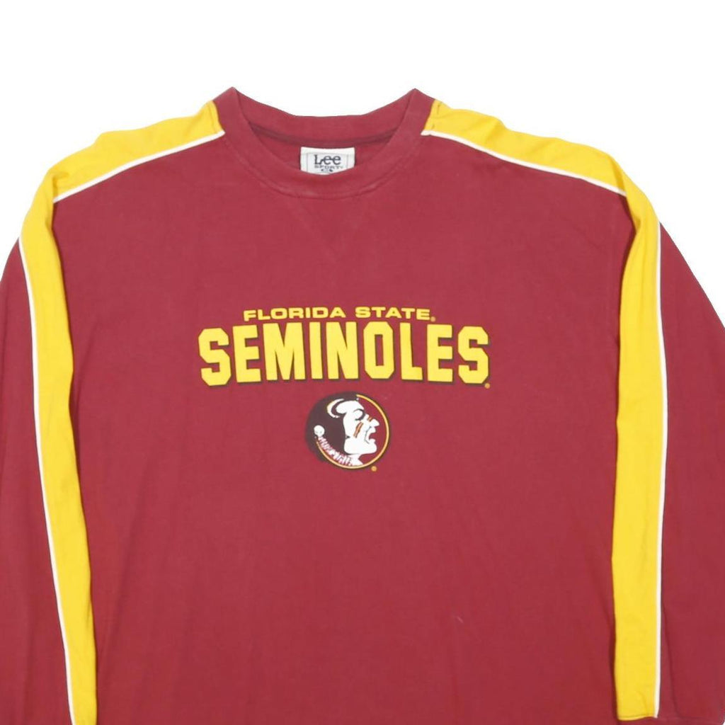 LEE Mens Red & Yellow Graphic T-Shirt XL Long Sleeve Crew Neck College Style