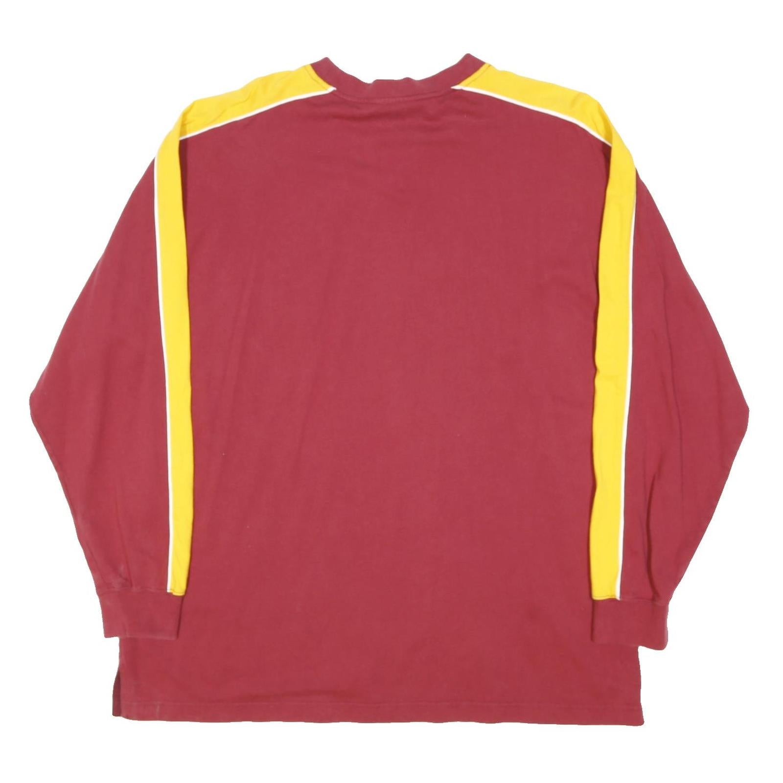 LEE Mens Red & Yellow Graphic T-Shirt XL Long Sleeve Crew Neck College Style