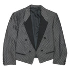 Mens Grey Black Houndstooth Tailored Jacket S Polyester Blend Formal Retro