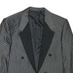 Mens Grey Black Houndstooth Tailored Jacket S Polyester Blend Formal Retro
