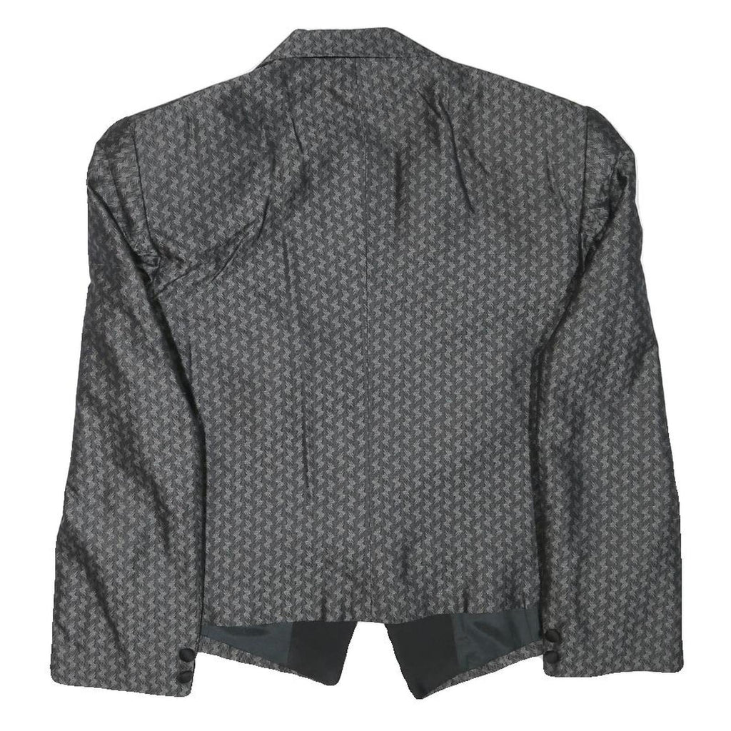 Mens Grey Black Houndstooth Tailored Jacket S Polyester Blend Formal Retro