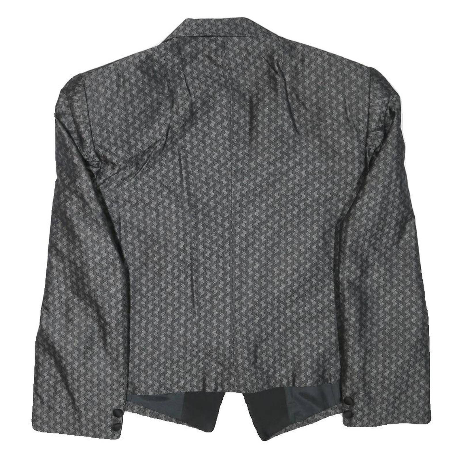 Mens Grey Black Houndstooth Tailored Jacket S Polyester Blend Formal Retro