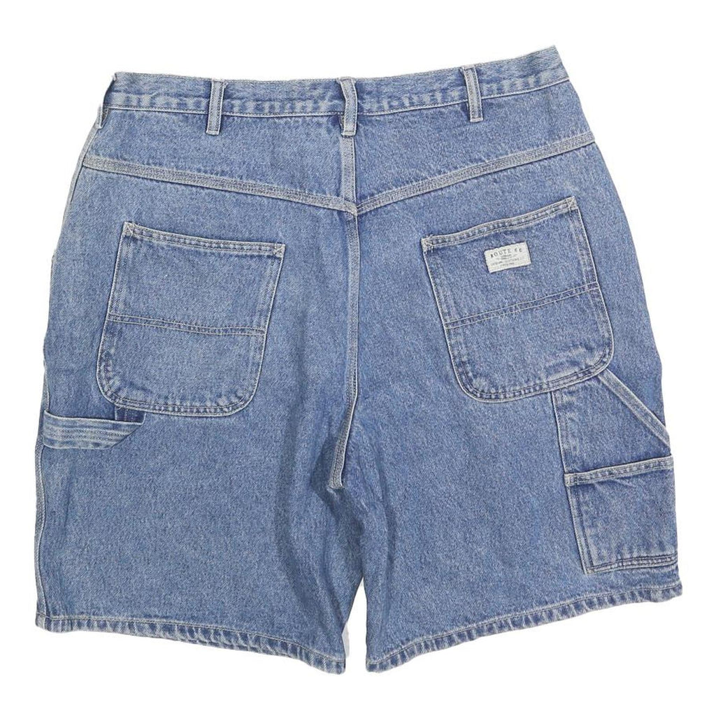 ROUTE 66 Mens Denim Blue Casual Shorts L W35 Cotton Blend Relaxed Fit