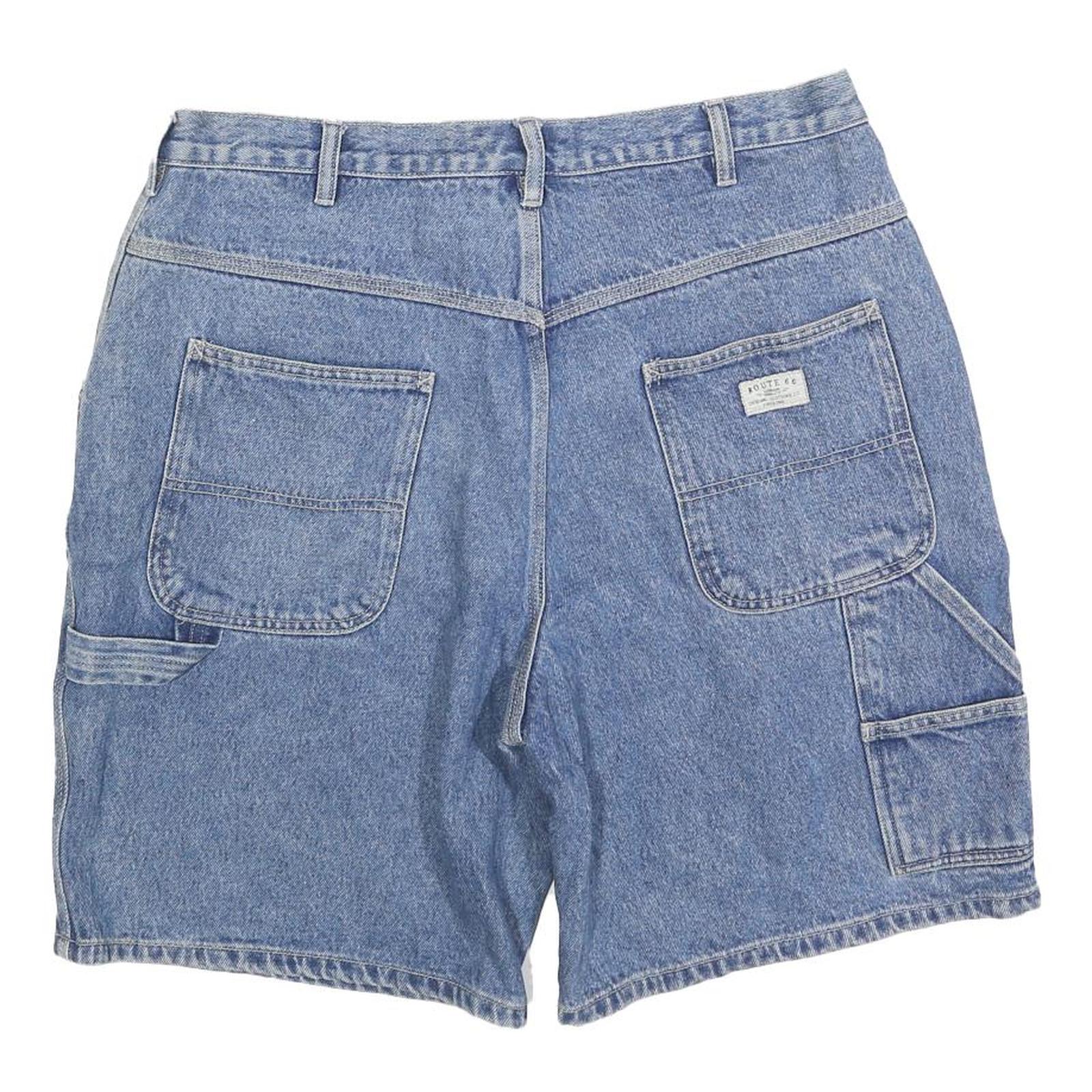 ROUTE 66 Mens Denim Blue Casual Shorts L W35 Cotton Blend Relaxed Fit