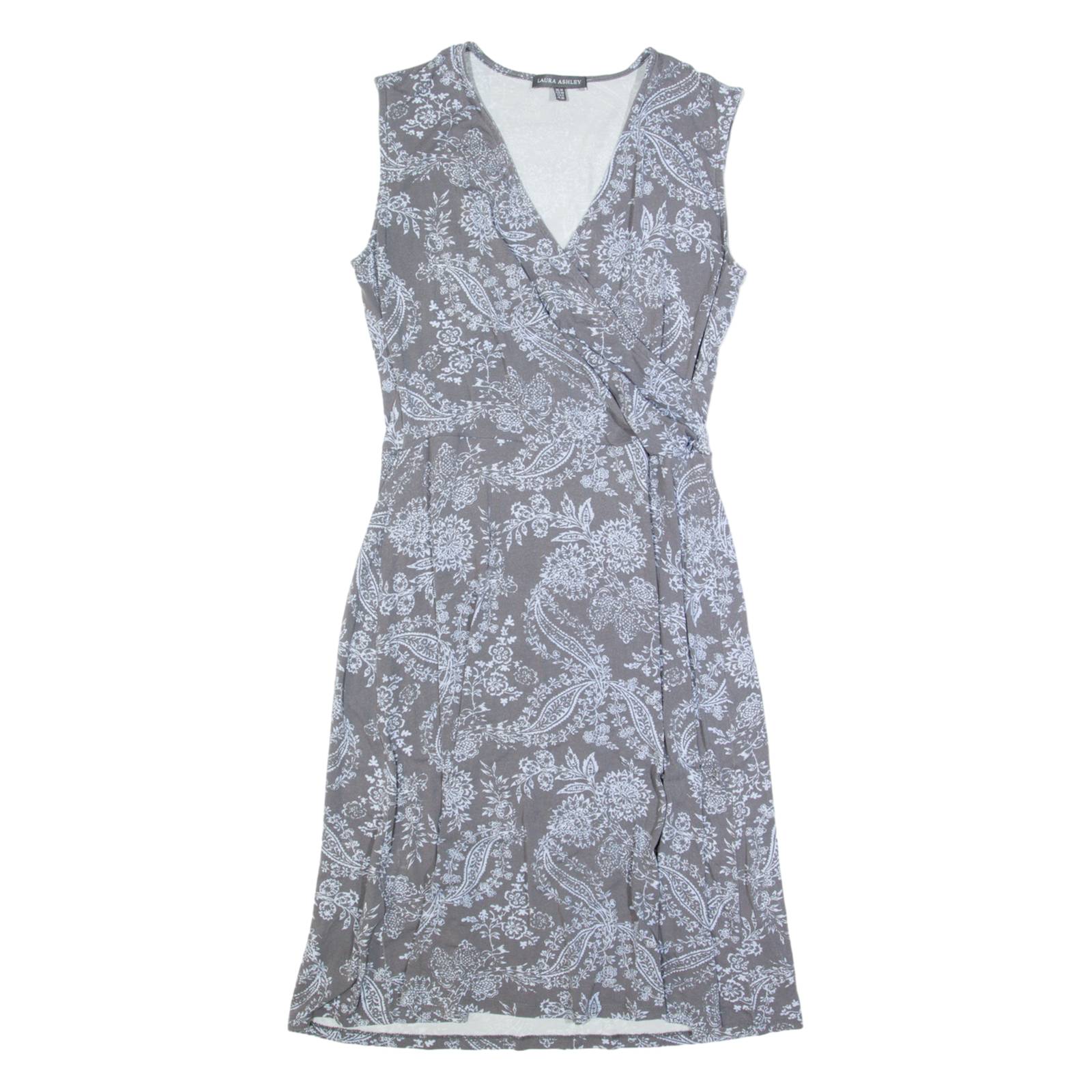 LAURA ASHLEY Womens A-Line Dress Grey Floral Sleeveless Knee Length UK 10