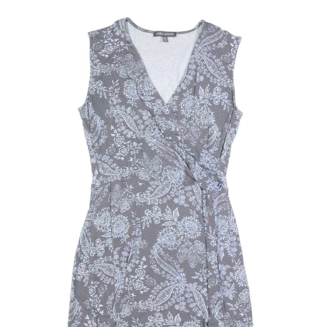 LAURA ASHLEY Womens A-Line Dress Grey Floral Sleeveless Knee Length UK 10