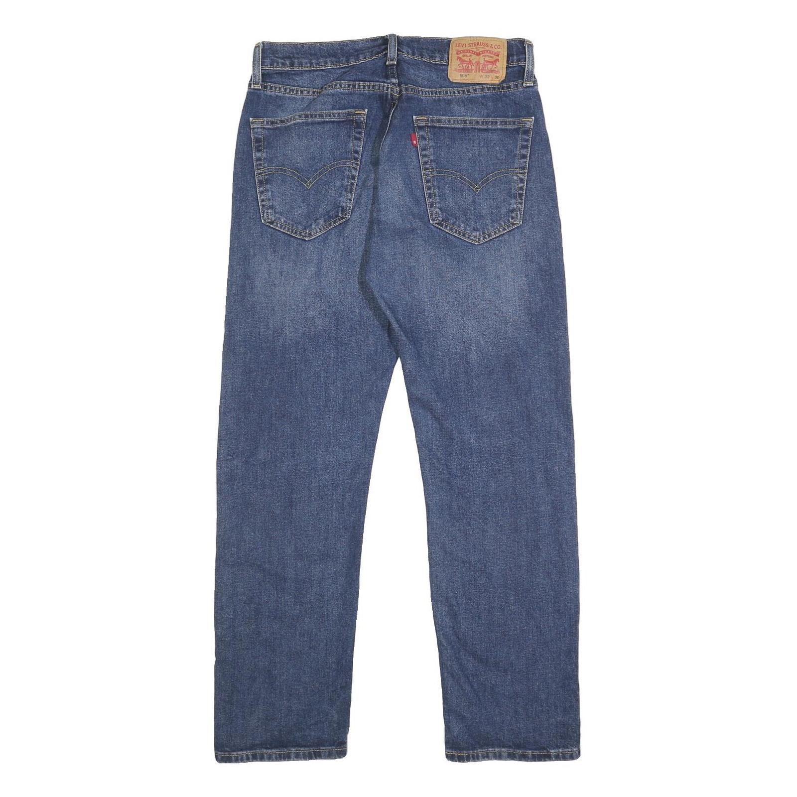 LEVI'S 505 Mens Jeans Blue Regular Straight Denim Medium W32 L30 Classic Fit Zip