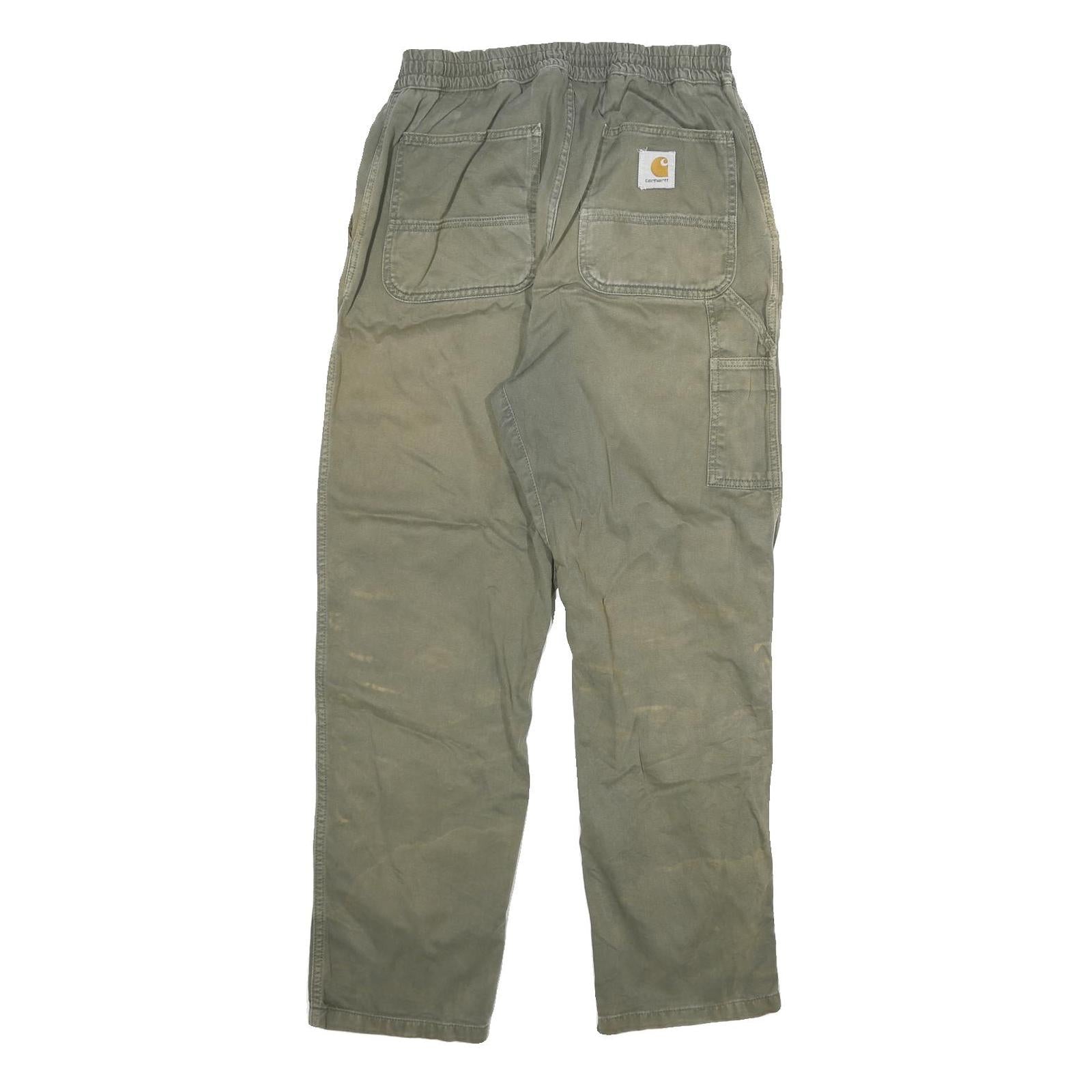 CARHARTT Mens Regular Fit Cotton Blend Beige Trousers W28 L28 Workwear Utility