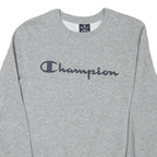 CHAMPION Mens Grey Crew Neck S Cotton Blend Sweatshirt Logo Print Casual