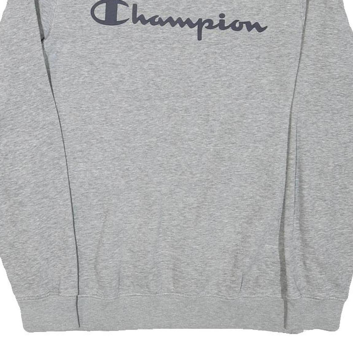 CHAMPION Mens Grey Crew Neck S Cotton Blend Sweatshirt Logo Print Casual