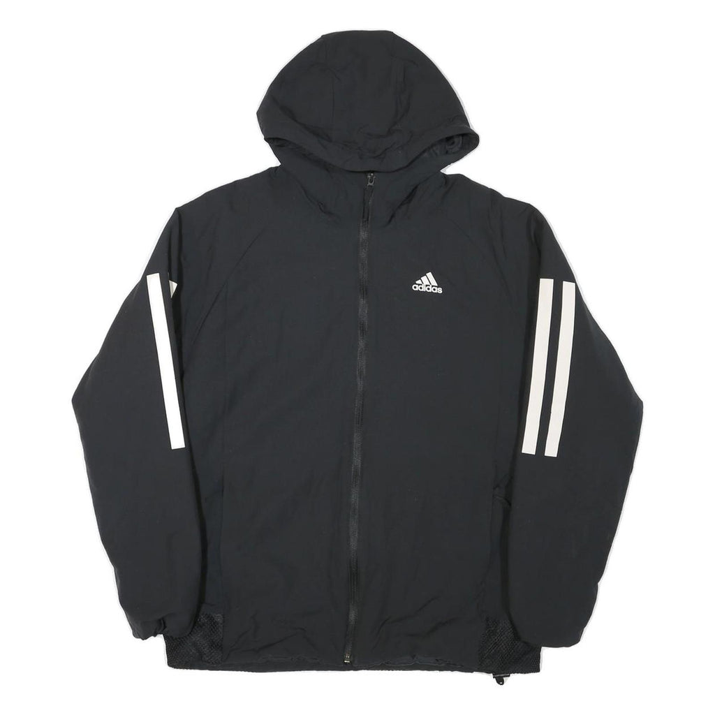 ADIDAS Mens Black Jacket S Polyester Blend Plain Zip Hooded Sports Casual