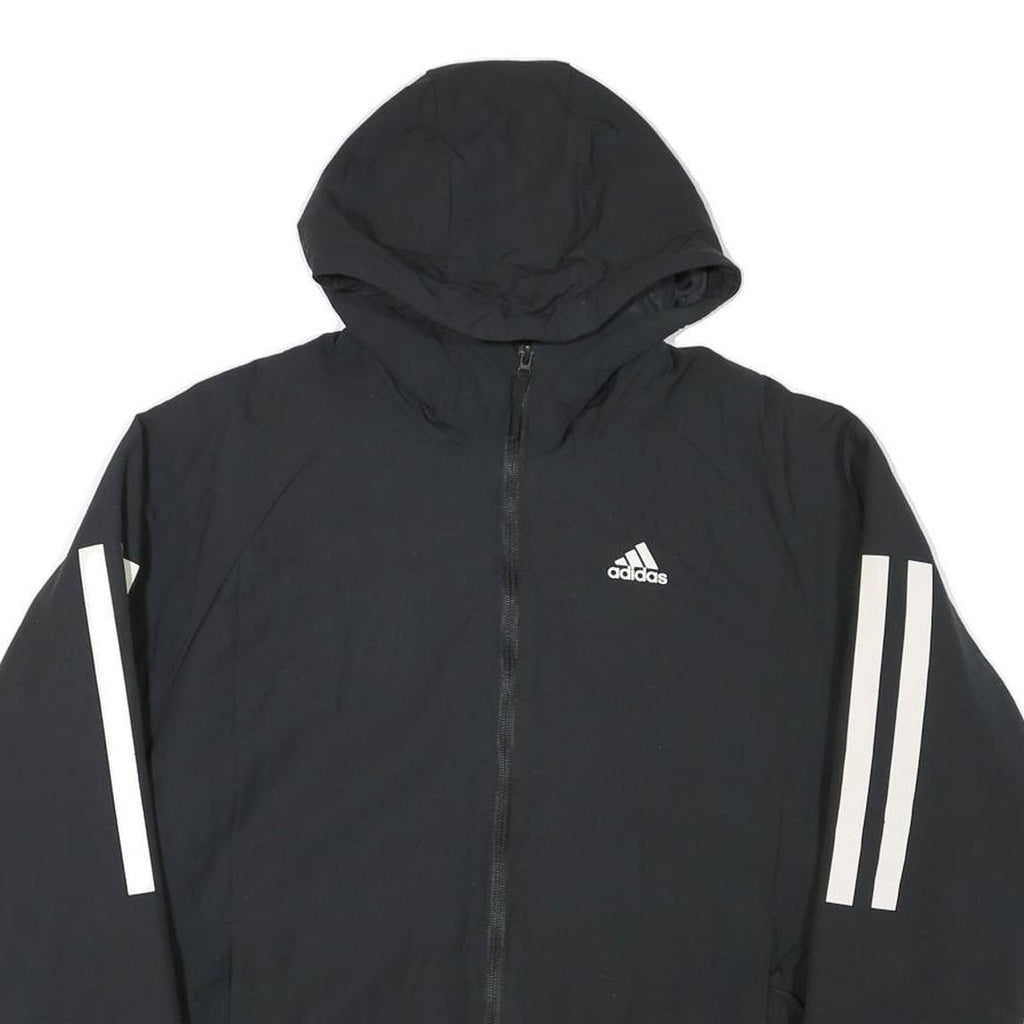 ADIDAS Mens Black Jacket S Polyester Blend Plain Zip Hooded Sports Casual