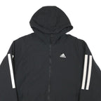 ADIDAS Mens Black Jacket S Polyester Blend Plain Zip Hooded Sports Casual