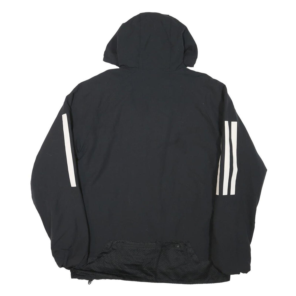 ADIDAS Mens Black Jacket S Polyester Blend Plain Zip Hooded Sports Casual
