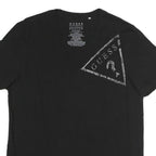 GUESS Mens Black Cotton Logo Graphic T-Shirt M V-Neck Short Sleeve Casual